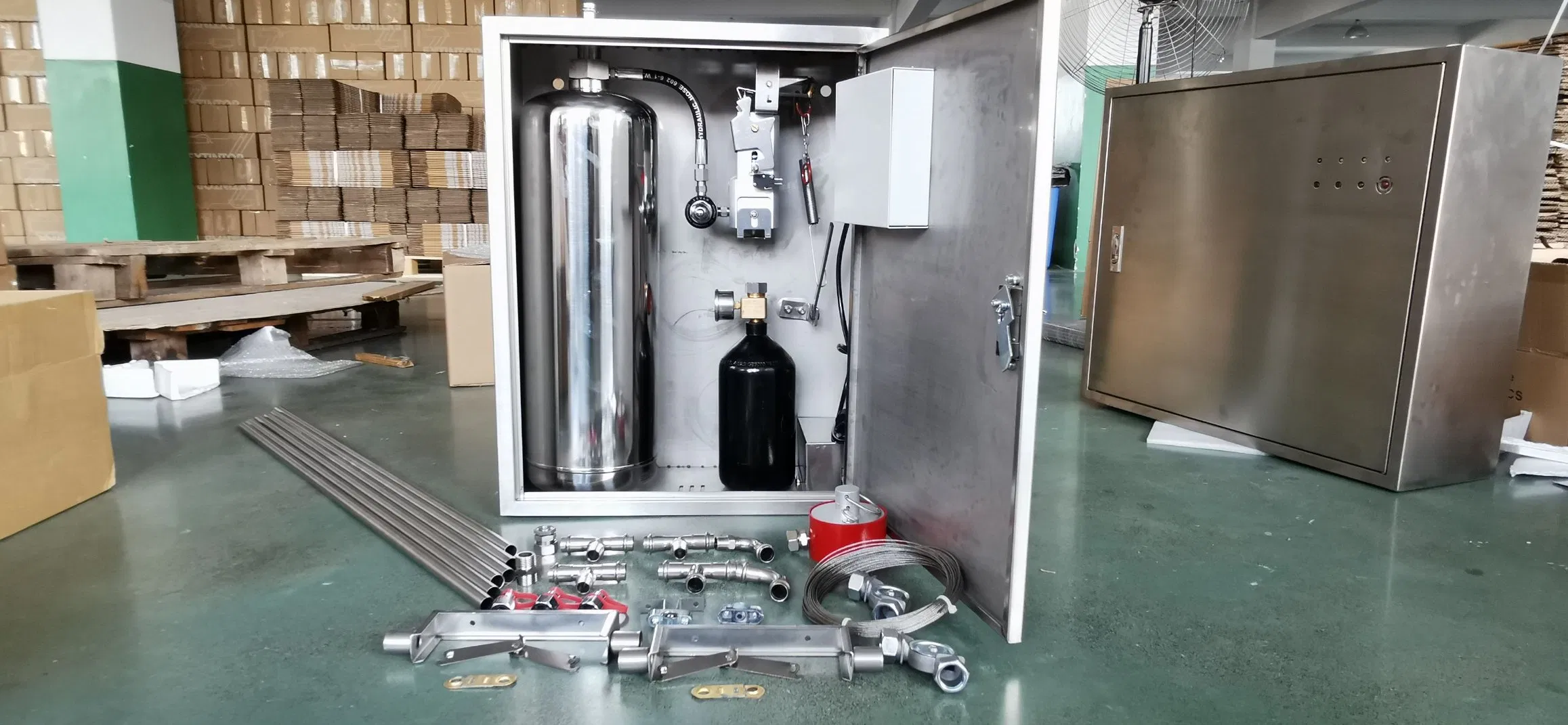 Stainless Steel Cabinet 1X10L American Type Model Firefighting System for Gastronomic Kitchen