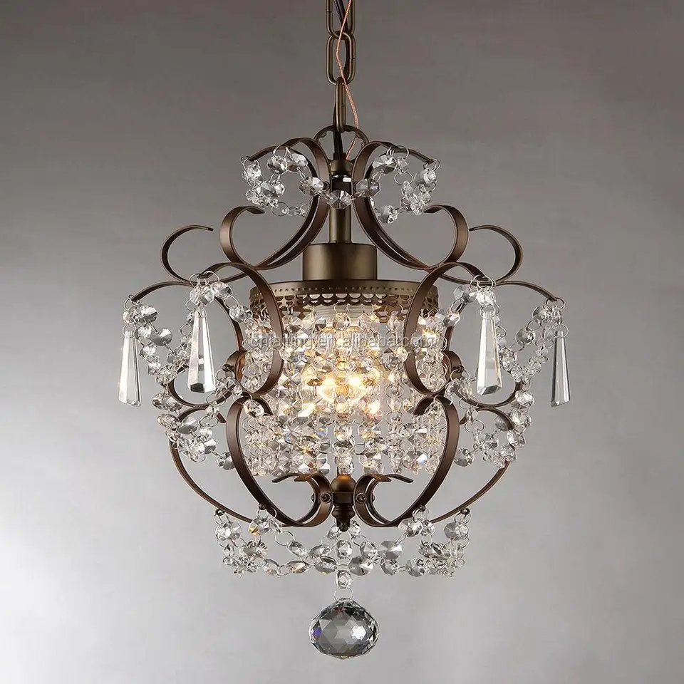 European Style Small Indoor Lamp Kitchen LED Pendant Light Crystal Chandelier Fixture for Living Room Bedroom Restaurant