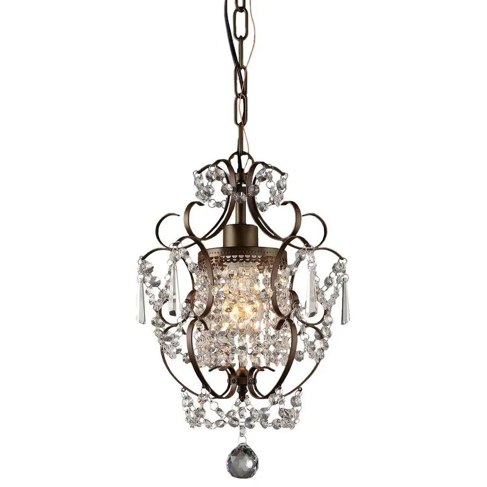 European Style Small Indoor Lamp Kitchen LED Pendant Light Crystal Chandelier Fixture for Living Room Bedroom Restaurant