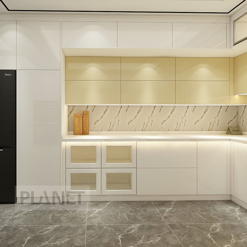 Custom Italian Smart Kitchen Cabinets Aluminium Frame Glass Door Kitchen Cabinets System