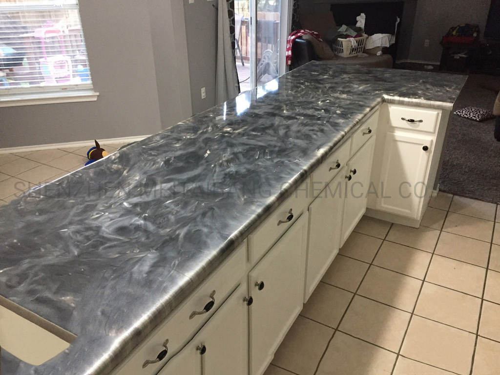 Two Components High Performance Clear 100% Solids Epoxy Resin System for Metallic Countertops