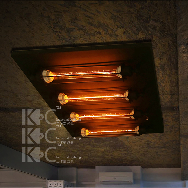 Industrial Semi Flush Mount Ceiling Lamp Fixture for Dining Room Kitchen Lighting (WH-LA-18)