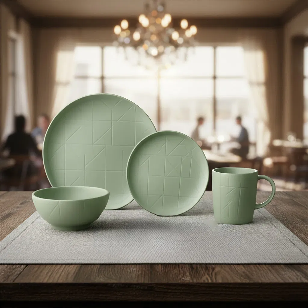 Matching Matte Porcelain Tableware Set Plates Bowls Cups