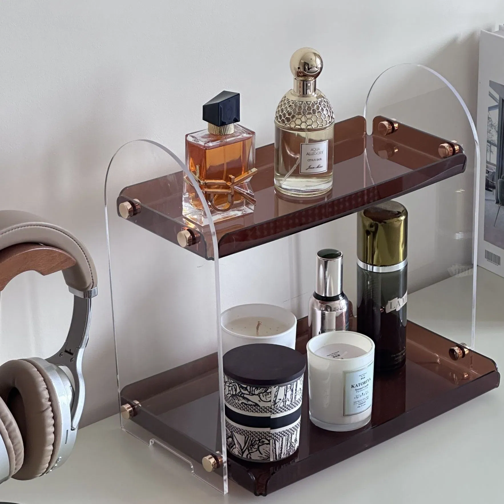 Washstand Cosmetics Rack Bathroom Light Luxury Style Acrylic Multi-Layer Desktop Storage Box