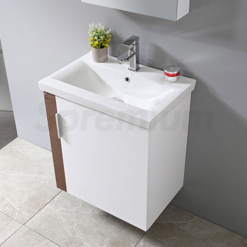 Popular Single Small Hanging Sink Bathroom Slab Vanity Cabinet Storage with Mirror