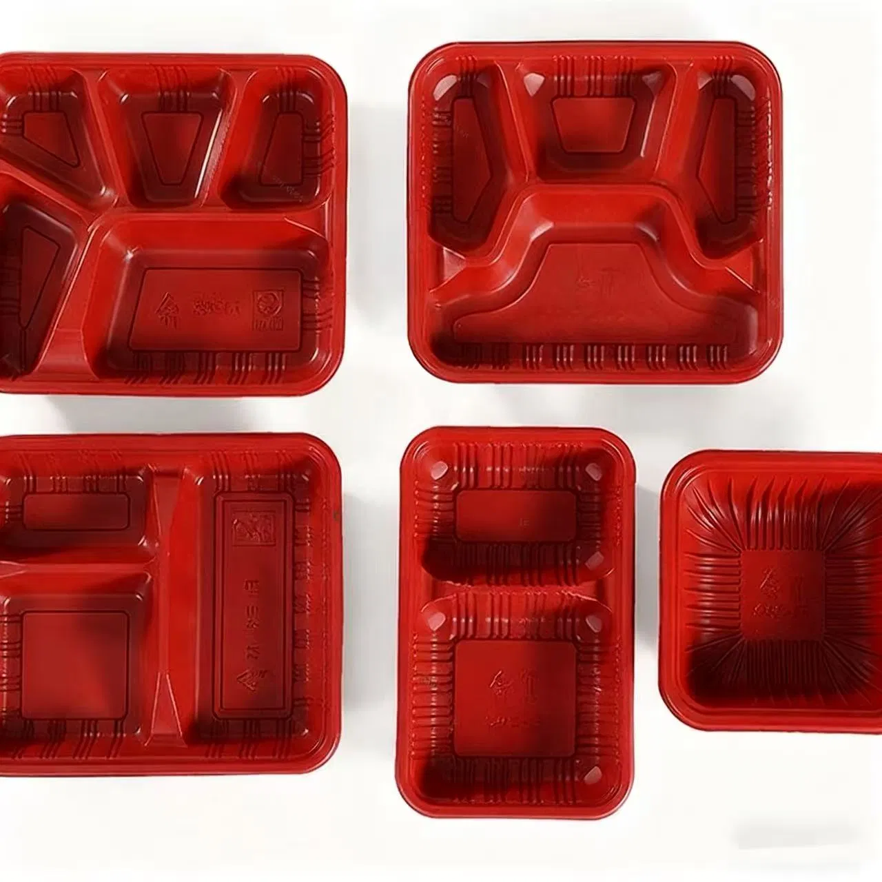 Red Black Heatproof Food Organizer 22.4*19.2*3.5cm PP Material