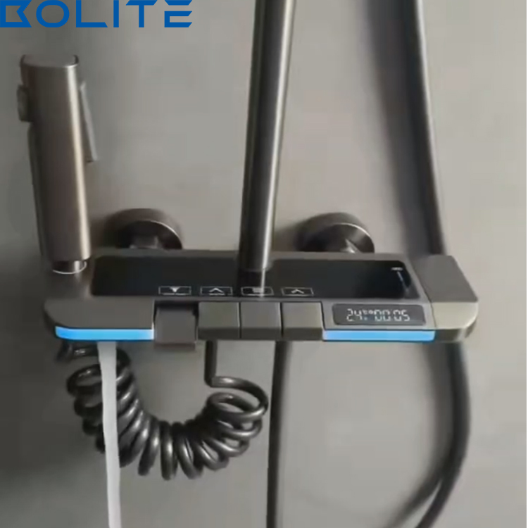 Promotion LED Digital Atmosphere Bathroom Hot and Cold Shower Set Multifunctional Piano Key Shower System