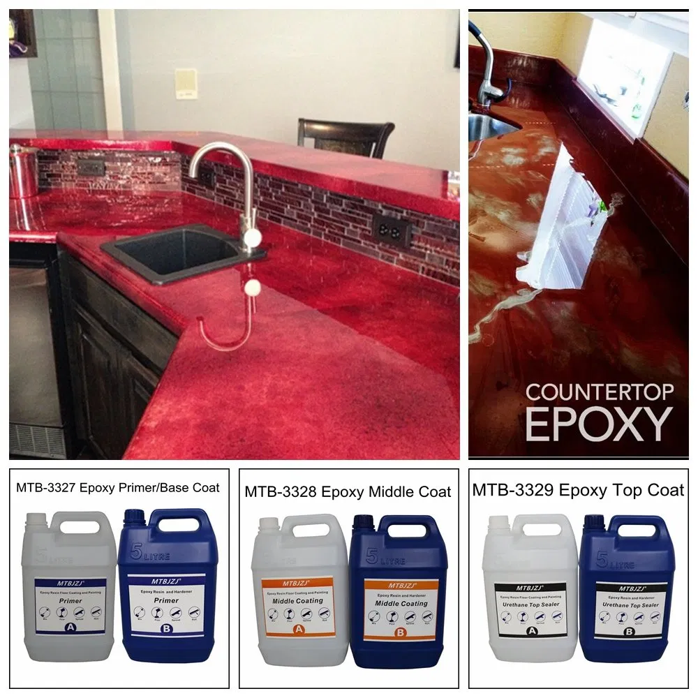 Two Components High Performance Clear 100% Solids Epoxy Resin System for Metallic Countertops