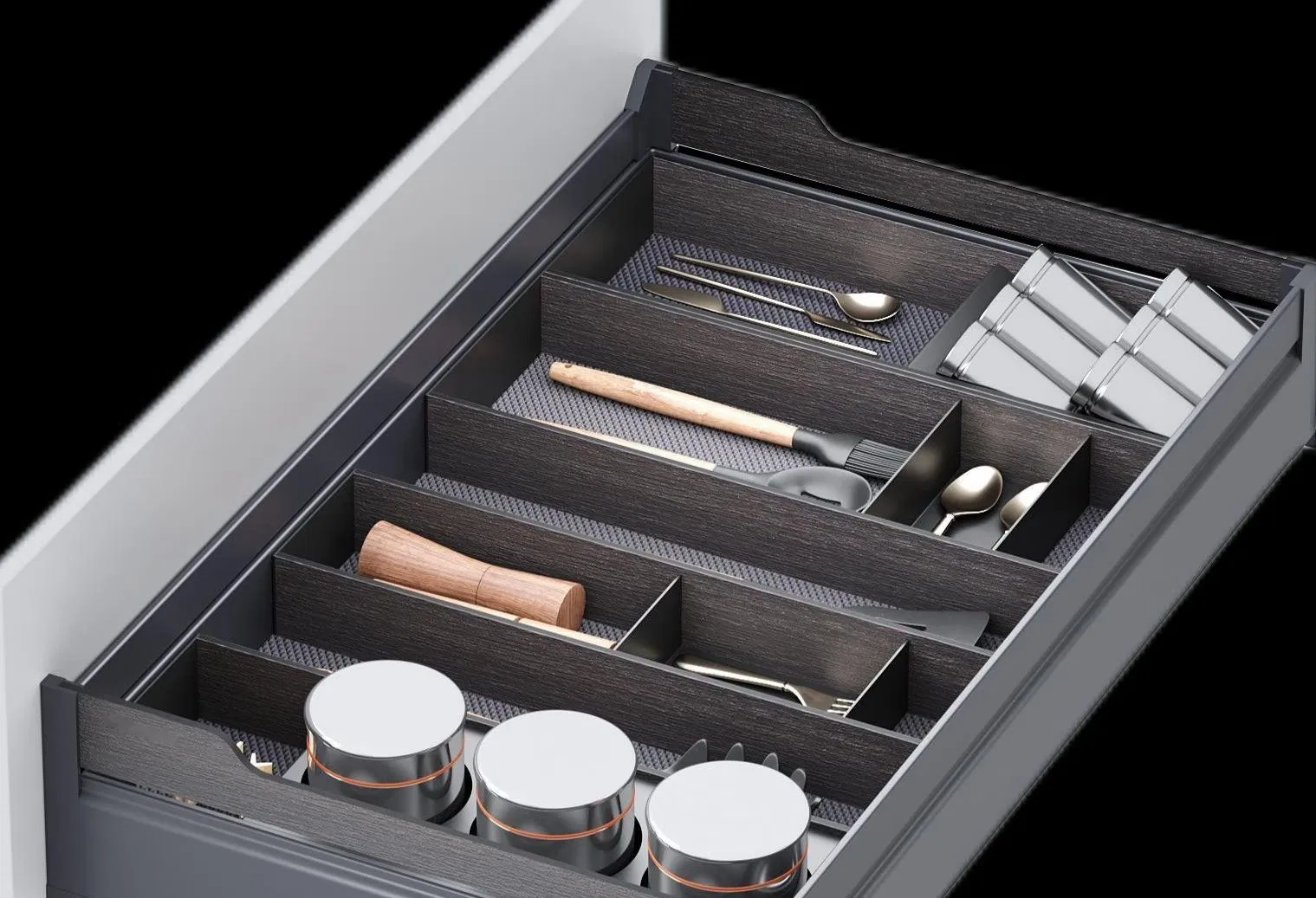 Medium-Capacity Drawer Storage System for Kitchen Cabinets