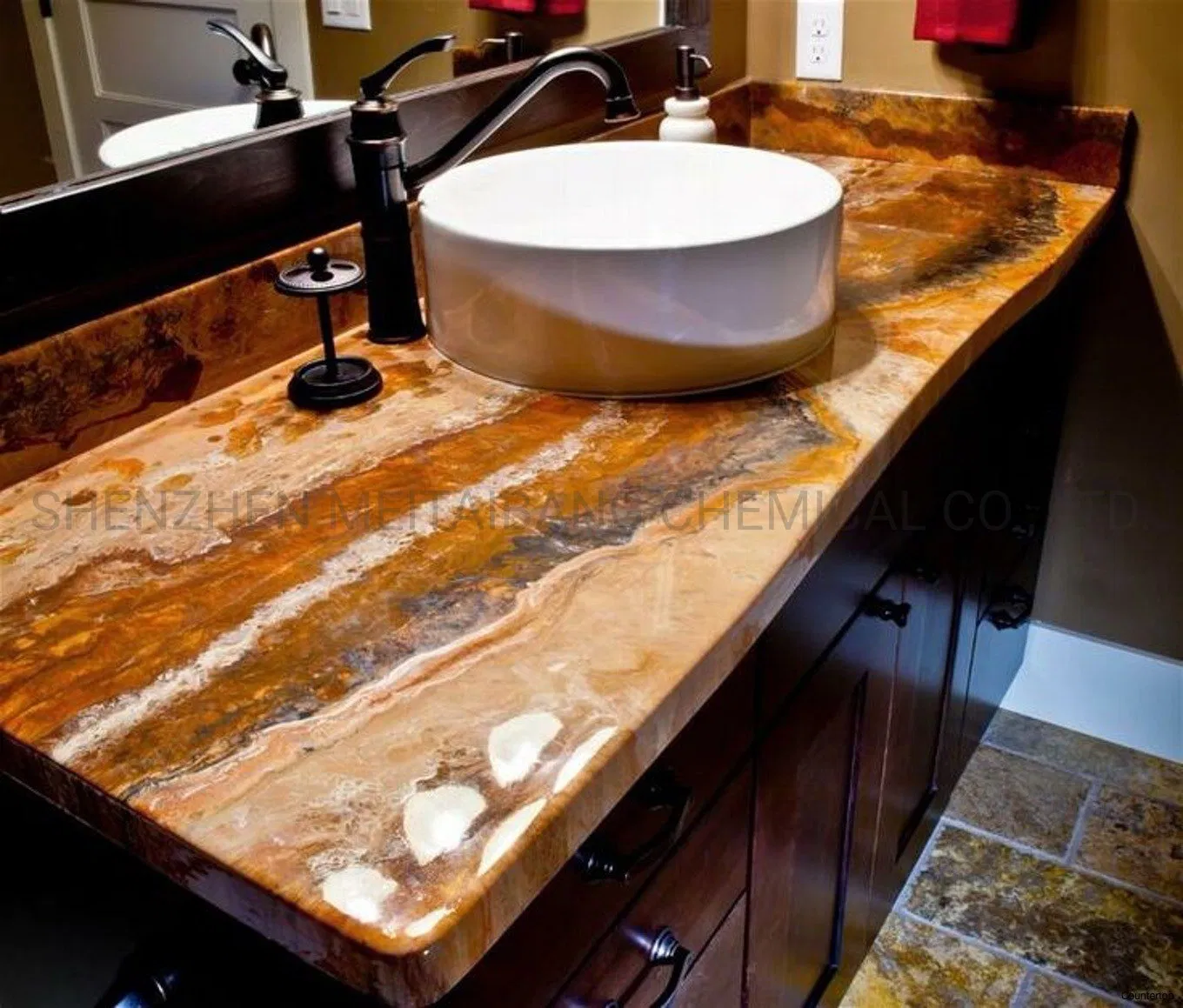 Two Components High Performance Clear 100% Solids Epoxy Resin System for Metallic Countertops