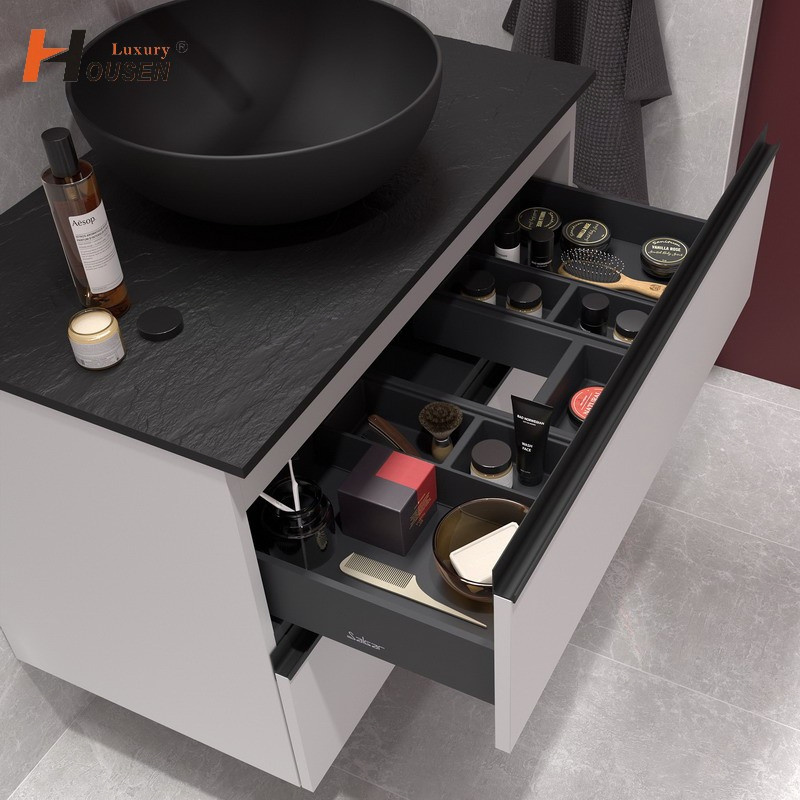 Bathroom Storage Tower with Adjustable Glass Shelves and Doors