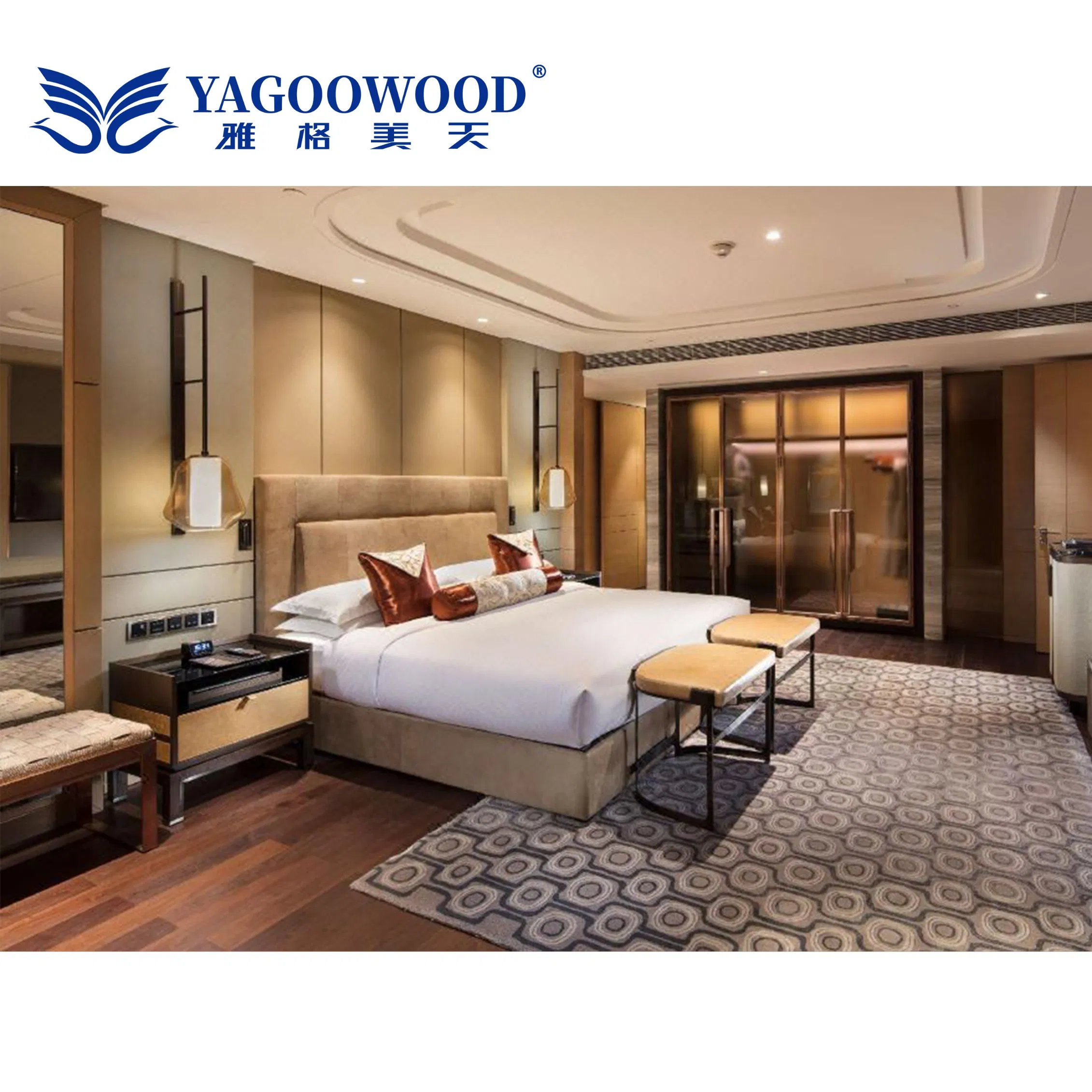 Foshan Source Furniture Factory, We Specialize in Manufacturing Full-Set King-Size Room Furniture for Five-Star Hotels, Covering Beds, Wardrobes, Bedside Tables