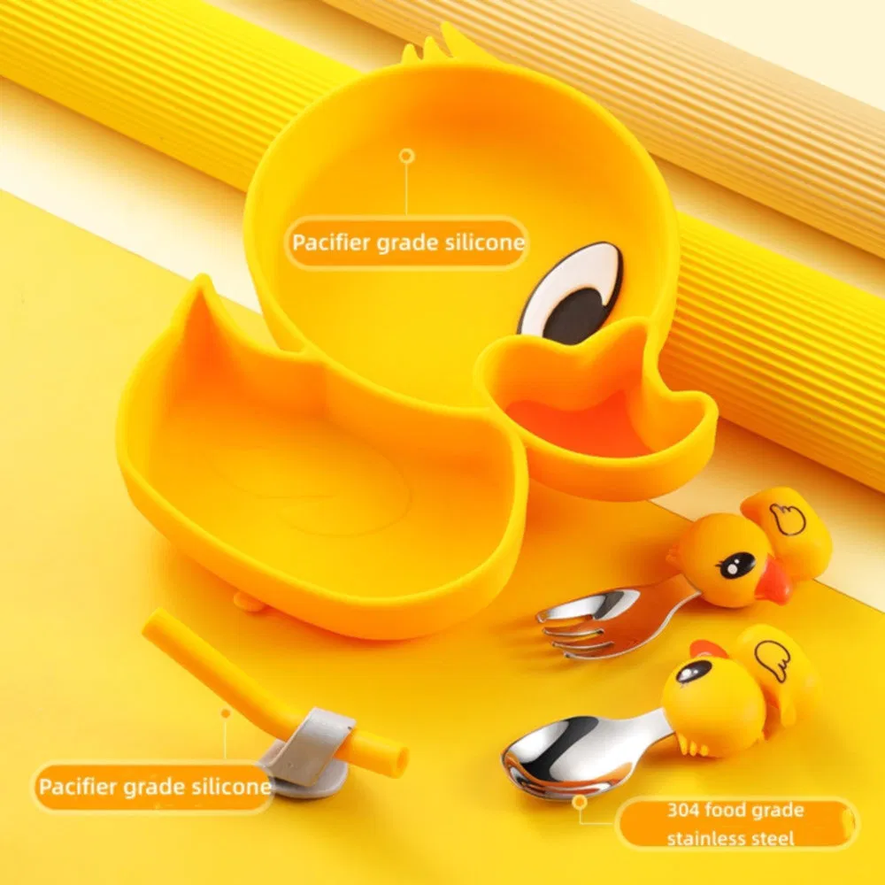 BPA-Free Food Grade Silicone Baby Tableware Feeding Set for Toddler Weaning