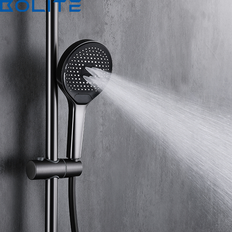 Matte Gray Wall Mounted Brass Creative UFO Whale Series Constant Temperature Hollow Oval Bathroom Shower System