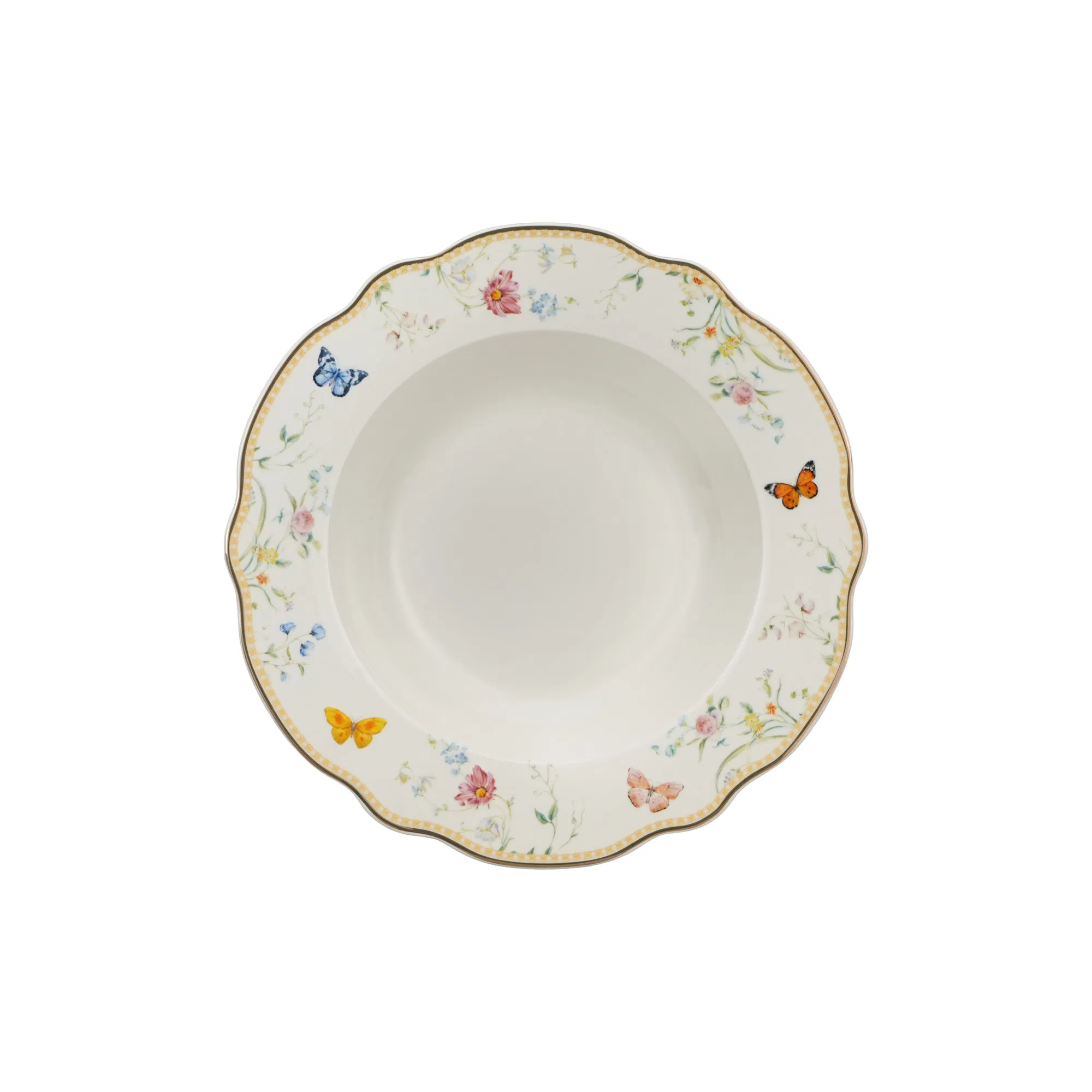 20-Piece Gold Rim Butterfly Floral Pattern Porcelain Tableware Ceramic Dinnerware Set