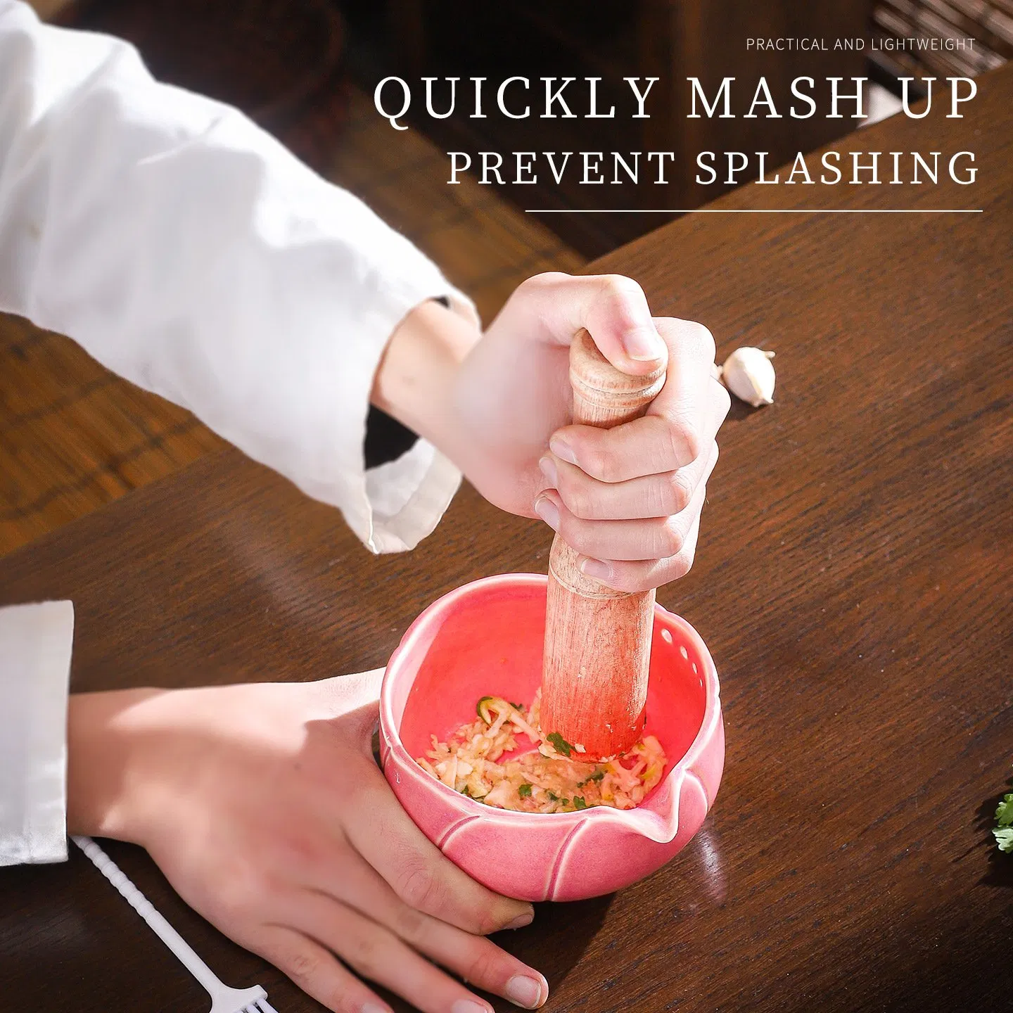 New Design Beige Grey Food Preparation Ceramic Mortar Bowl and Pestle Kitchen Accessory for Vanilla Spice Herb Grinding Pounding