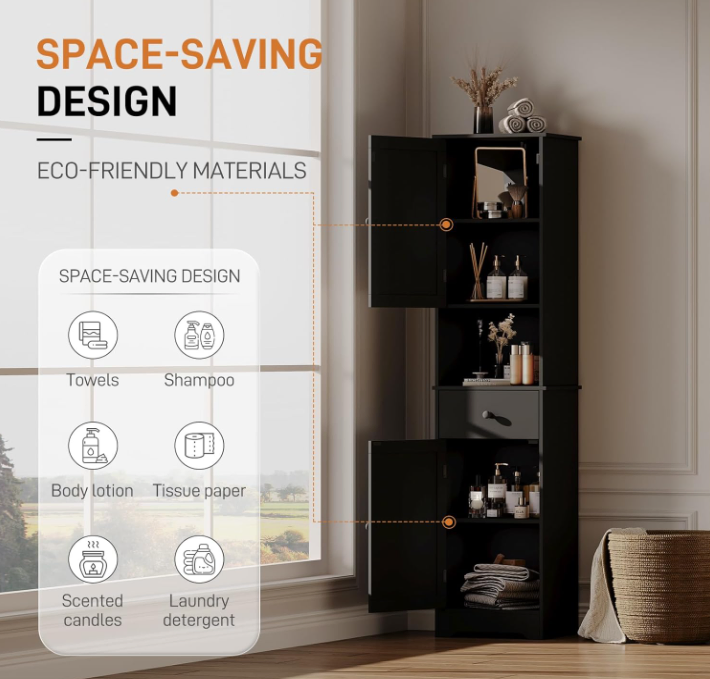 Small Bathroom Cabinet Storage with Adjustable Shelves for Easy Access