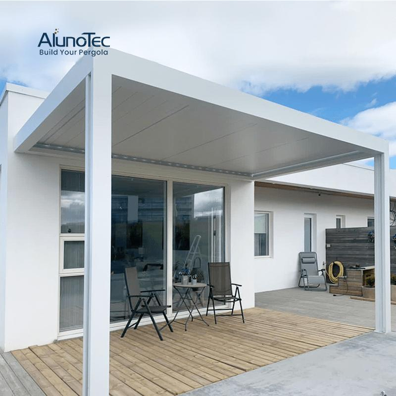 AlunoTec Bioclimatic Waterproof Struxure Pergola Sun Shading Gazebo outdoor with Electric System