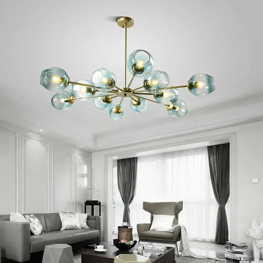 LED Glass Ball Living Room Chandelier Bedroom Pendant Light Kitchen Ceiling Lamp Fixture
