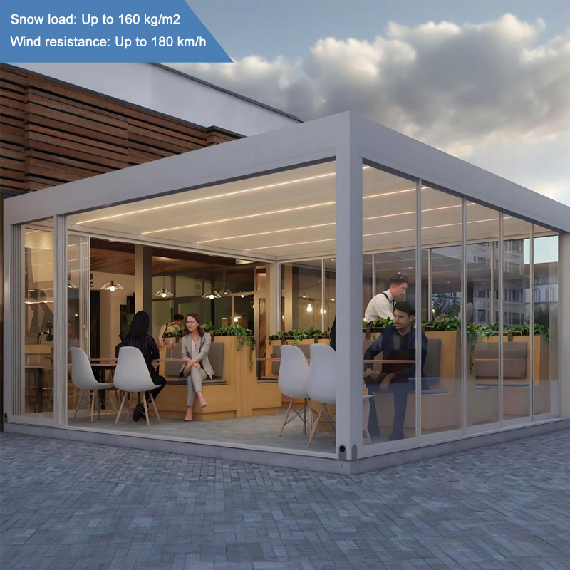 100% Waterproof Pergola Leisure Garden Motorized Louvered Roof Gazebo Durable Freestanding Metal Pergola Featuring Adjustable Roof System