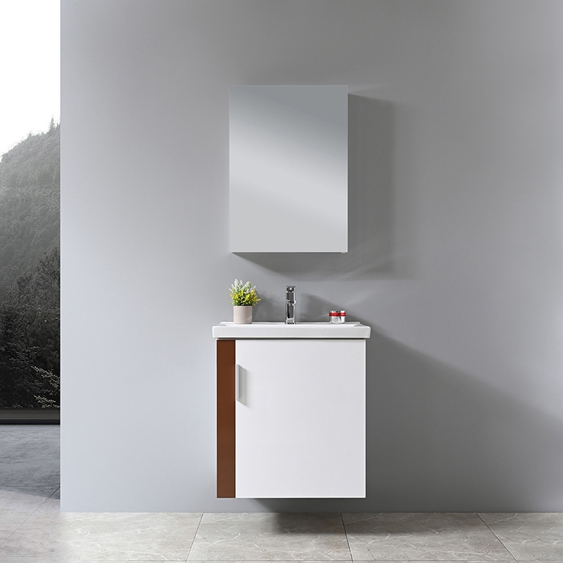Popular Single Small Hanging Sink Bathroom Slab Vanity Cabinet Storage with Mirror
