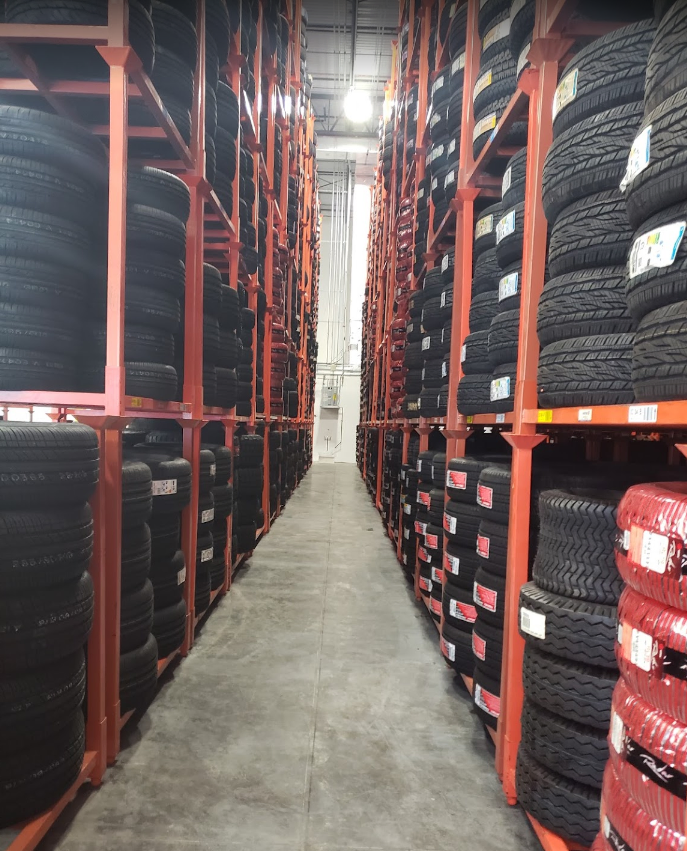 Powder Coating Steel Adjustable Passenger Tire Storage Rack System