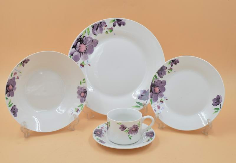 Eco-Friendly Healthy Luxury High Quality 20PCS Dinner Set with 10.5"Plate&amp; Soup Dish Stick Colourful Decal Porcelainware Stoneware Crockery Ceramic Tableware