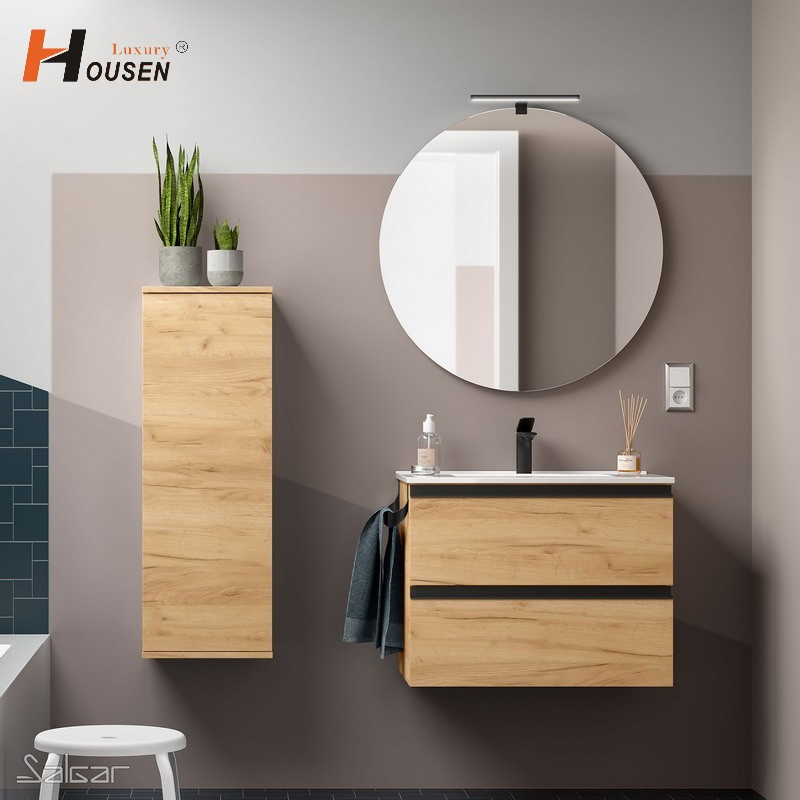 Bathroom Storage Tower with Adjustable Glass Shelves and Doors