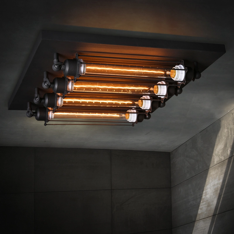 Industrial Semi Flush Mount Ceiling Lamp Fixture for Dining Room Kitchen Lighting (WH-LA-18)