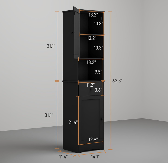 Small Bathroom Cabinet Storage with Adjustable Shelves for Easy Access