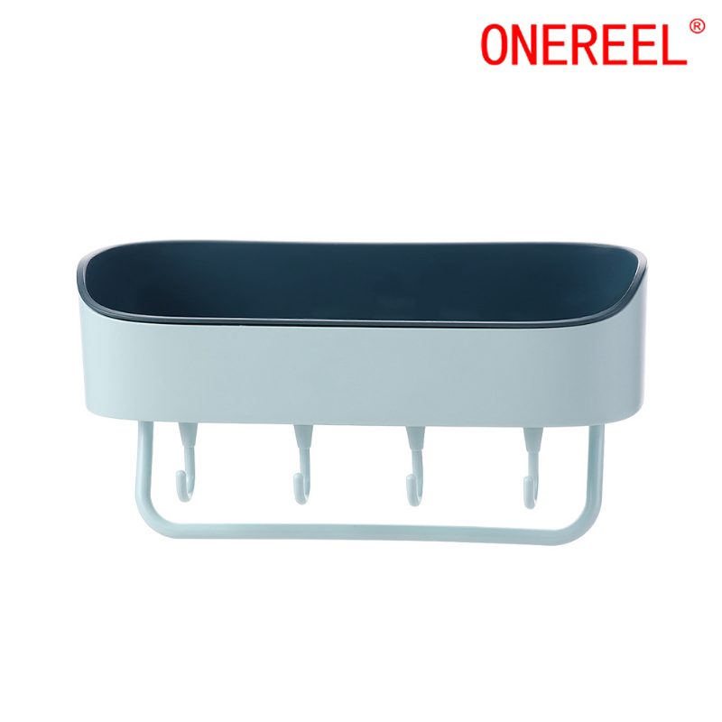 Non-Trace Sticker Removable Plastic Bathroom Shower Storage Basket