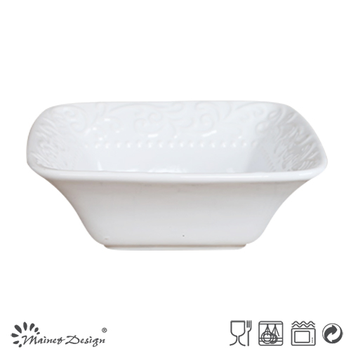 Elegant White Ceramic Square Bowl for Home Dining