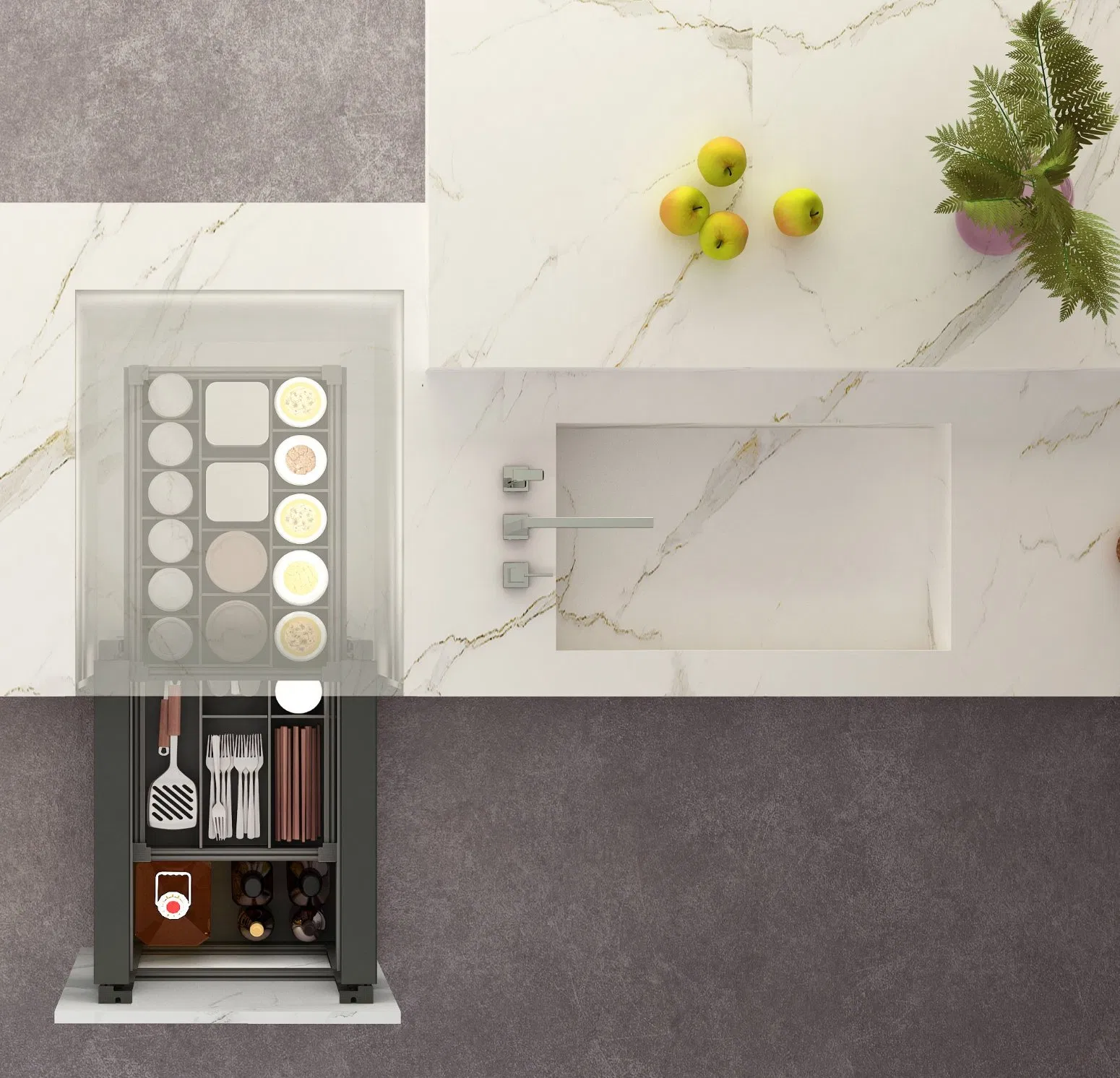 Heavy-Duty Aluminum Pull-out Tray System - Base Cabinet Storage Solution