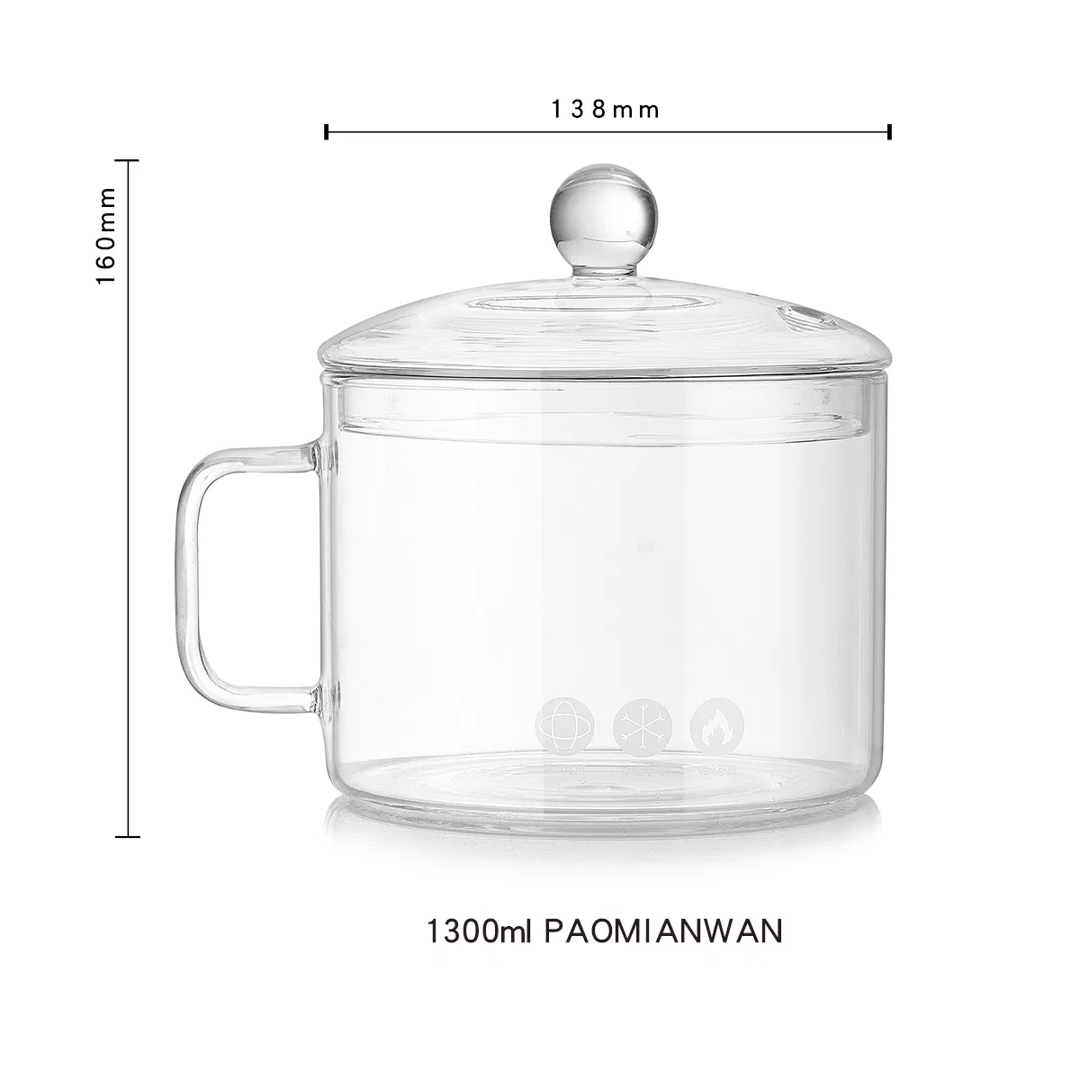 Heat Resistant Glass Pot Kitchen Using Salad Bowl Glass Tableware with Lid