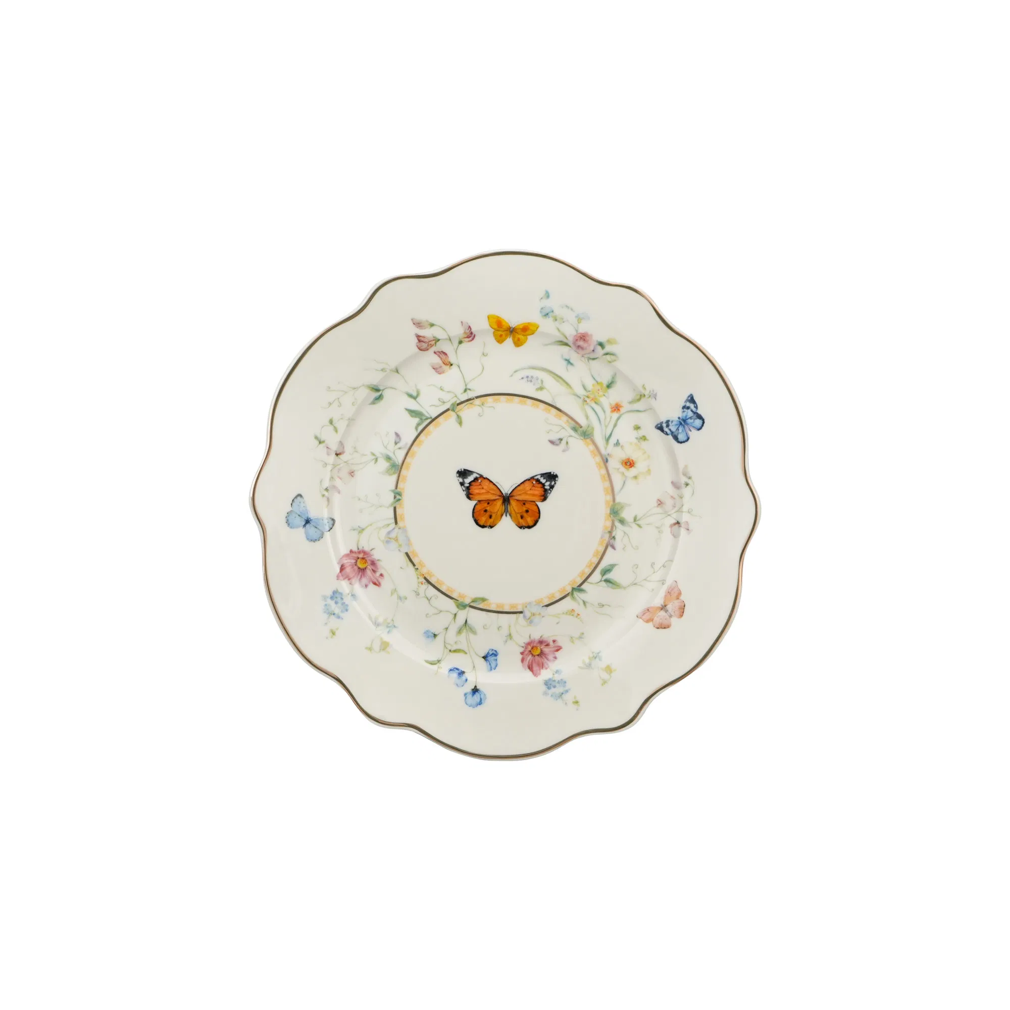 20-Piece Gold Rim Butterfly Floral Pattern Porcelain Tableware Ceramic Dinnerware Set