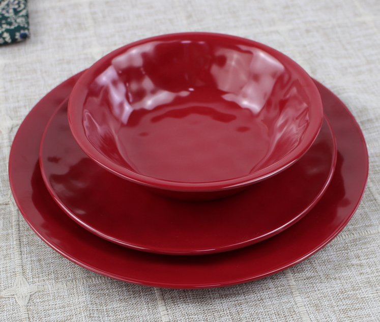 Factory Direct Supply Food Grade Melamine Plastic Cookware Sets Tableware 12PCS Dinner Set