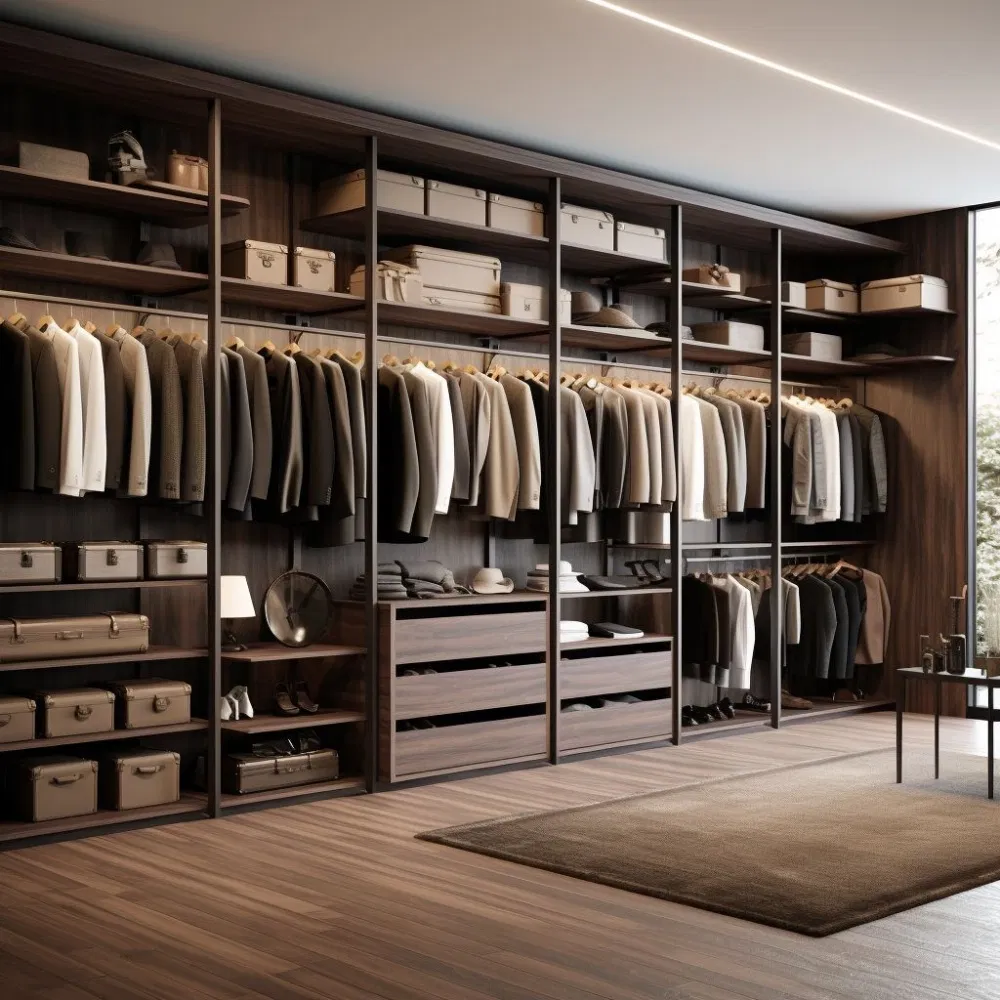 Guangzhou Furniture Manufacturing Custom Walk-in Cloakroom with LED Lighting