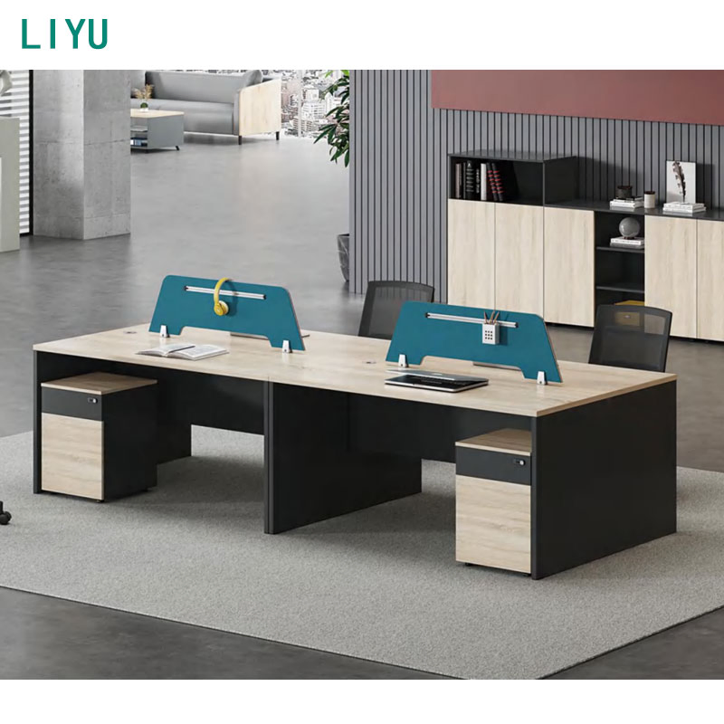 Liyu Custom Size Melamine Furniture Desk Manufacturing Workstation Linear L Shape Seat Double Office Cubicle