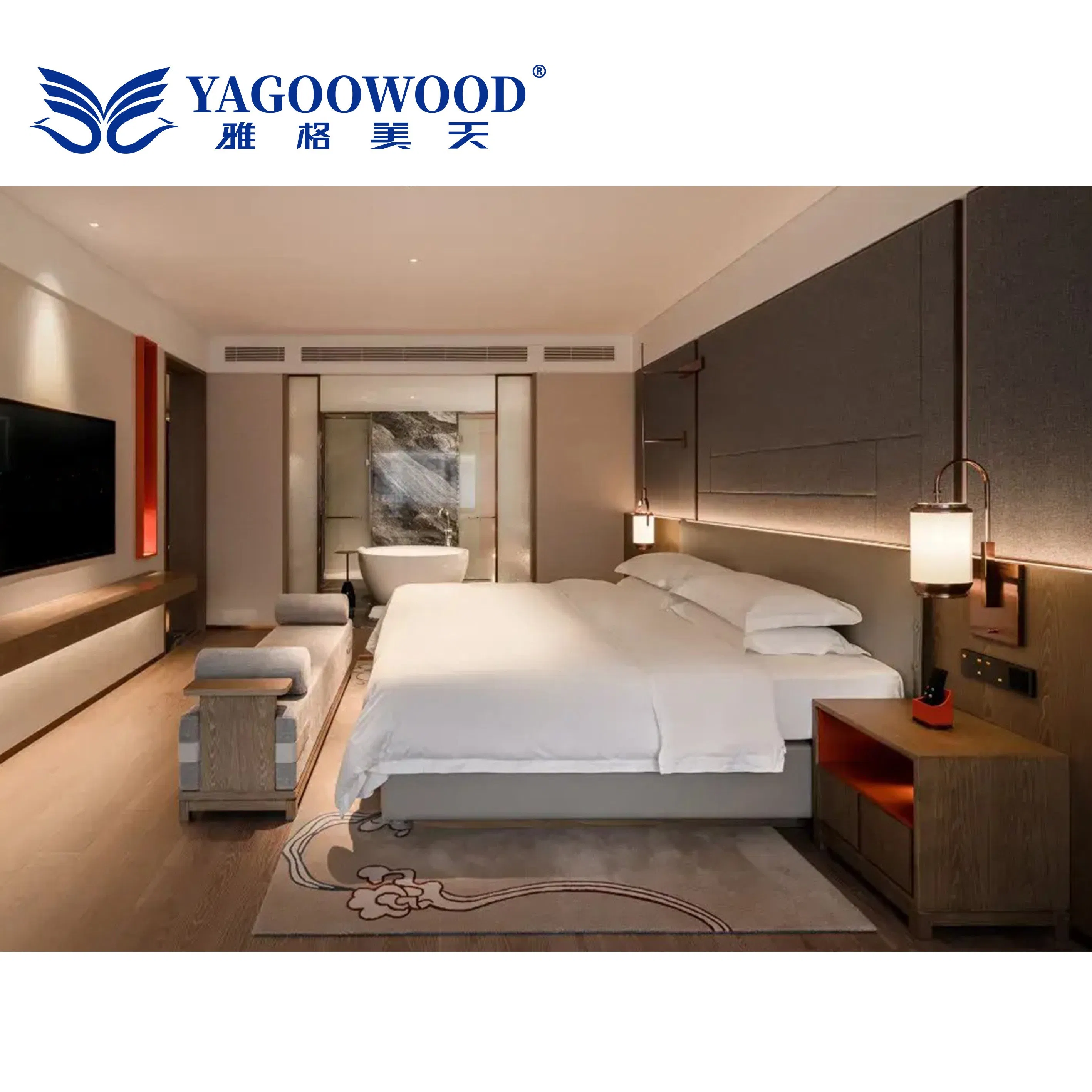 Foshan Source Furniture Factory, We Specialize in Manufacturing Full-Set King-Size Room Furniture for Five-Star Hotels, Covering Beds, Wardrobes, Bedside Tables