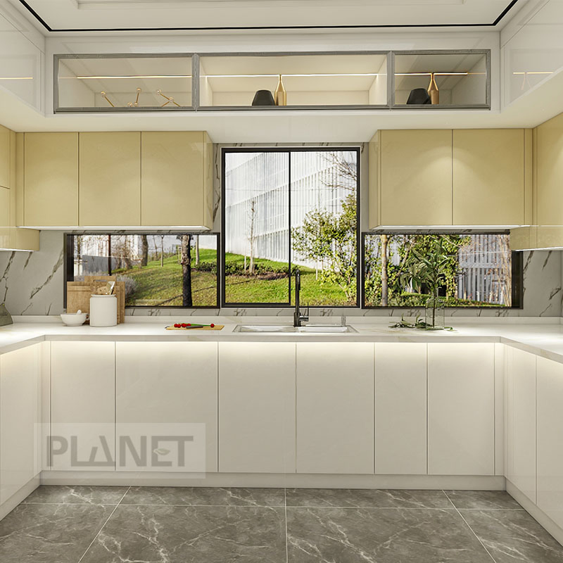 Custom Italian Smart Kitchen Cabinets Aluminium Frame Glass Door Kitchen Cabinets System