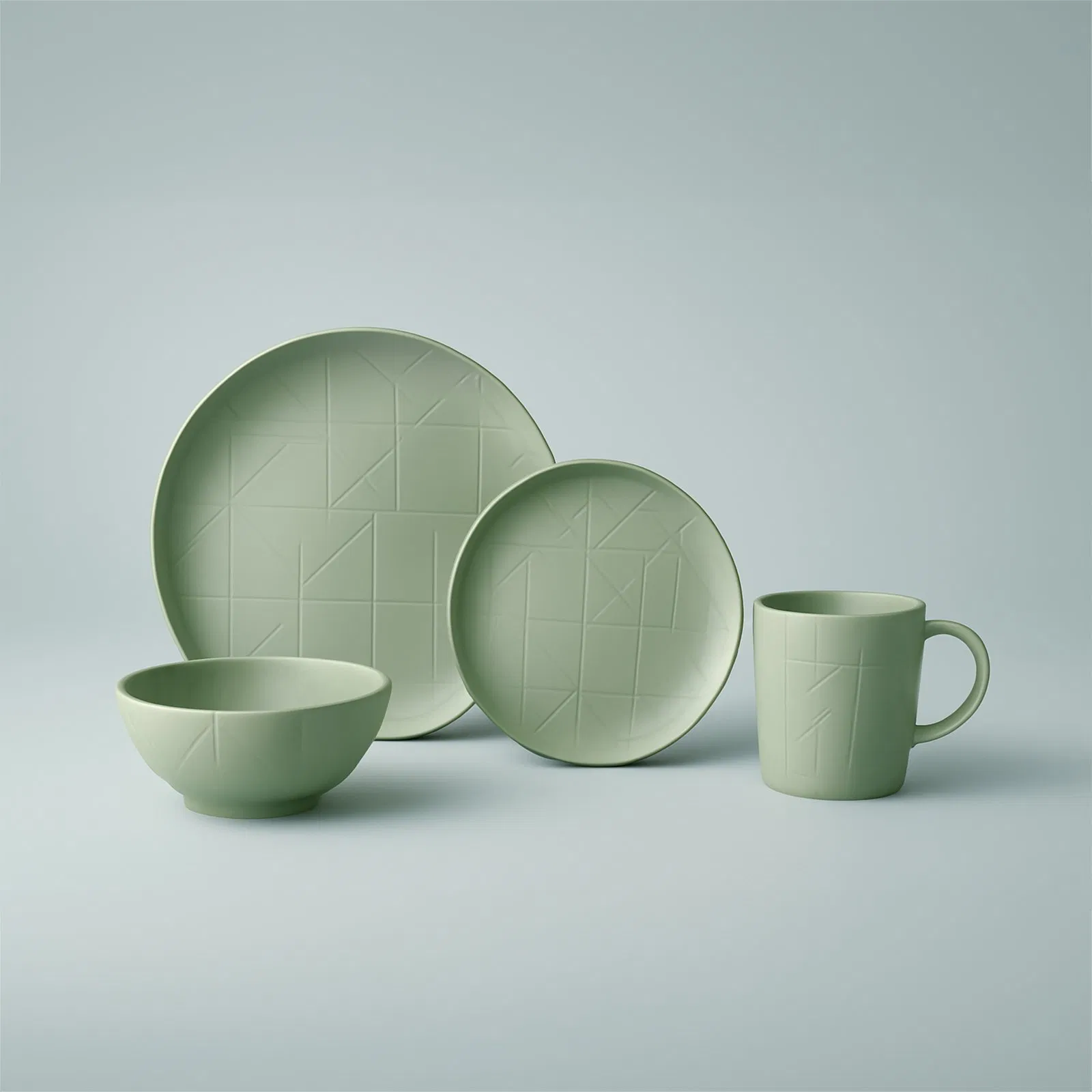 Matching Matte Porcelain Tableware Set Plates Bowls Cups