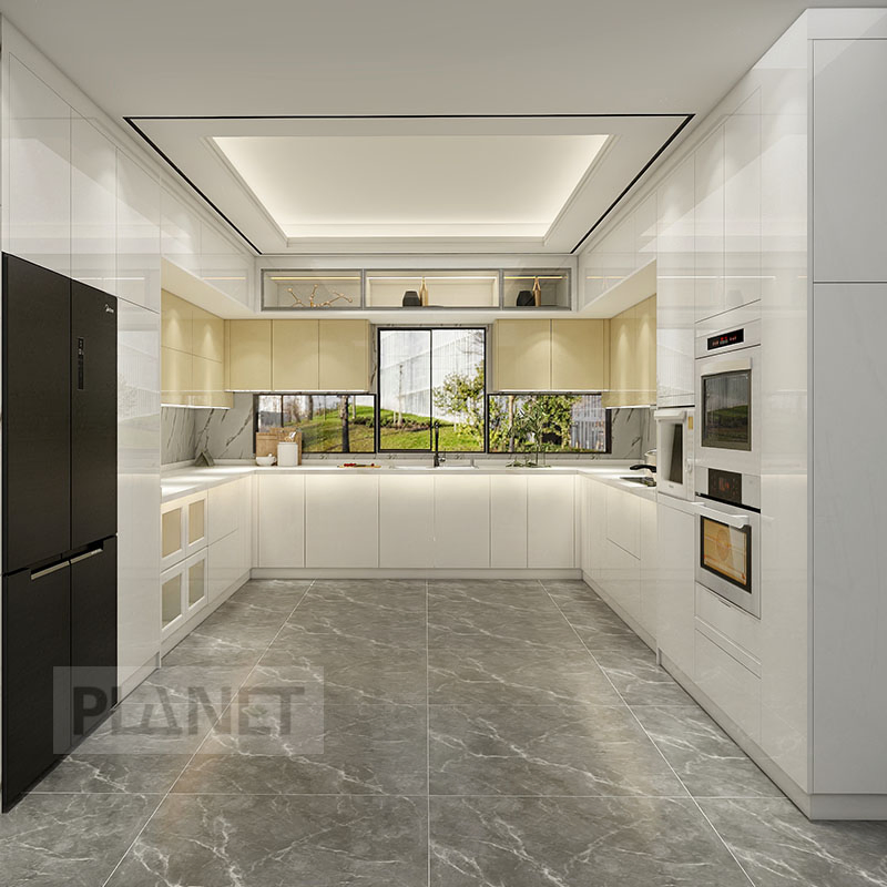 Custom Italian Smart Kitchen Cabinets Aluminium Frame Glass Door Kitchen Cabinets System