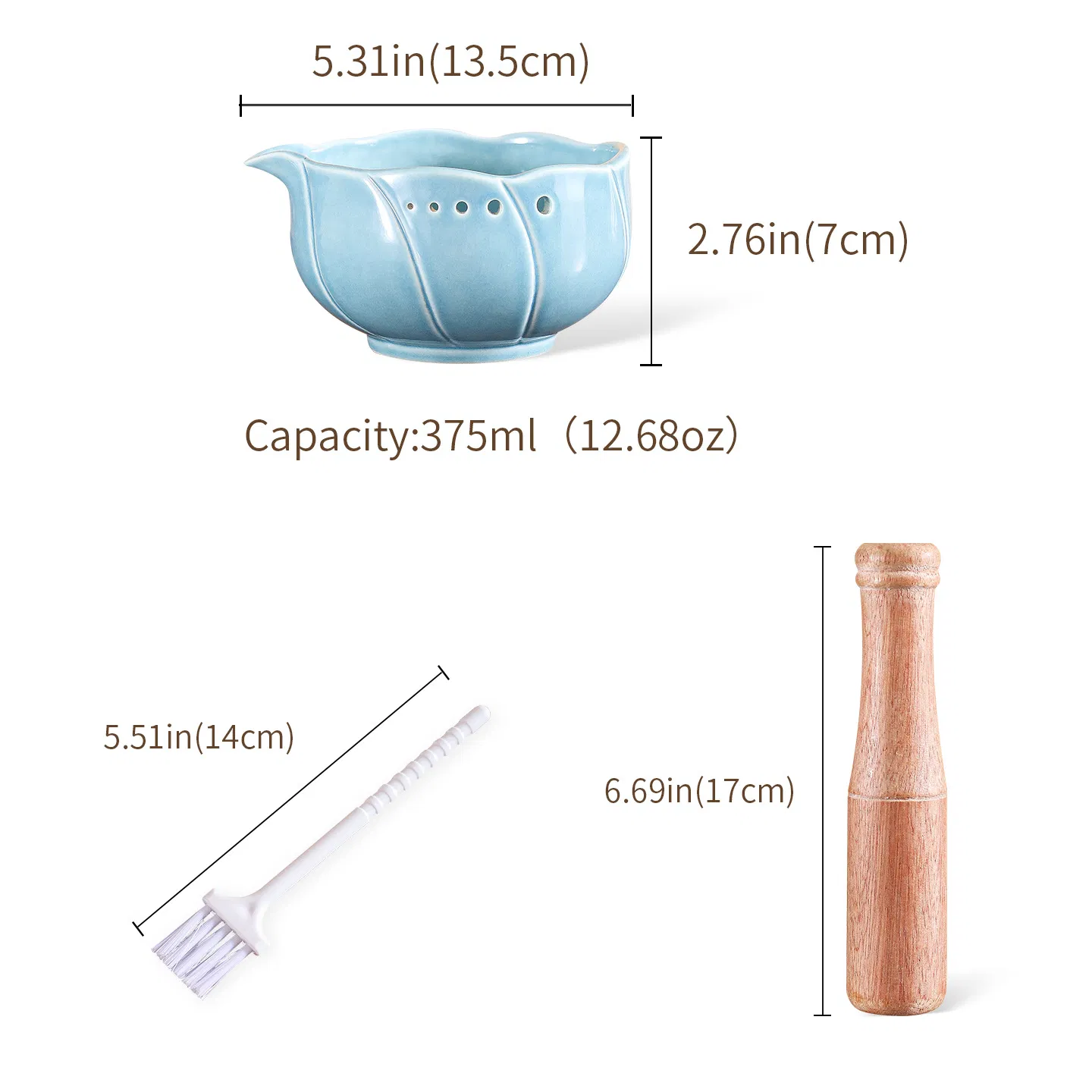 New Design Beige Grey Food Preparation Ceramic Mortar Bowl and Pestle Kitchen Accessory for Vanilla Spice Herb Grinding Pounding