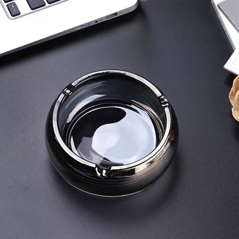 Elegant Gold Glass Ashtray with Spray Color Glassware Tableware