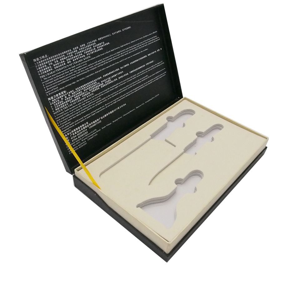 Luxury Custom Logo Eco-Friendly Black Paper Box Recycled Kitchen Knife Cookware Embossing Matt Lamination Recycled Materials