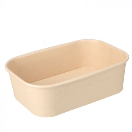 1000ml Paper Oval Rectangular Food Delivery Container Kraft, White, Bamboo Material