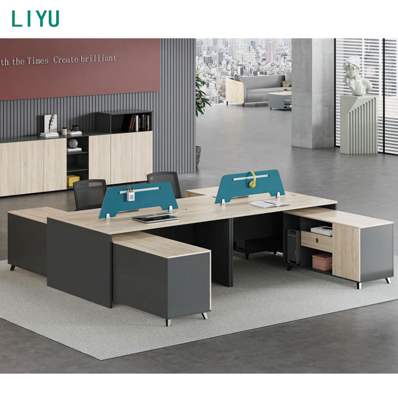 Liyu Custom Size Melamine Furniture Desk Manufacturing Workstation Linear L Shape Seat Double Office Cubicle