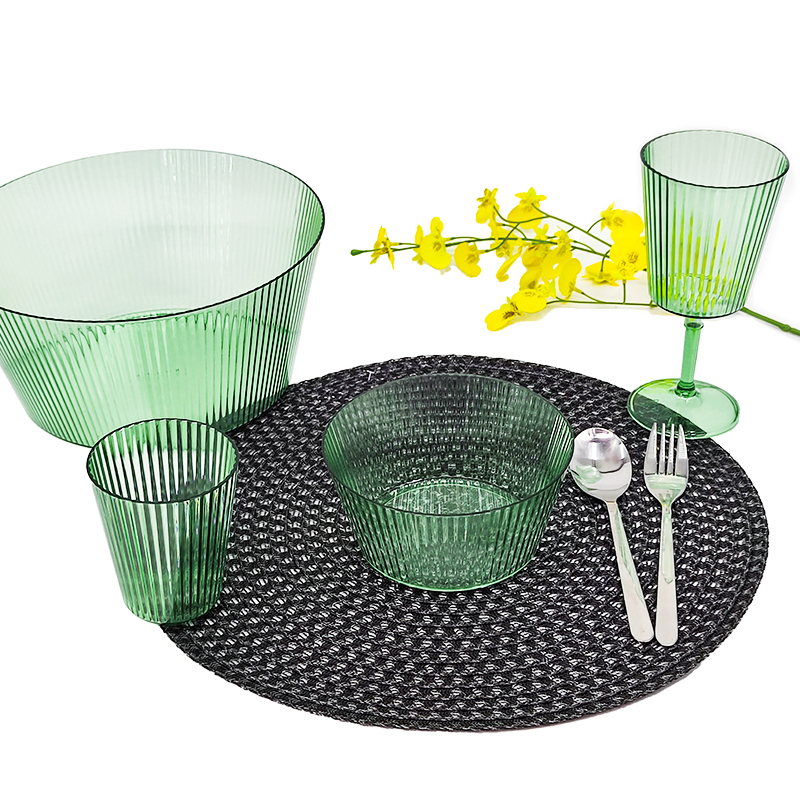 Elegant Green Tinted Glass Tableware for Weddings and Gatherings
