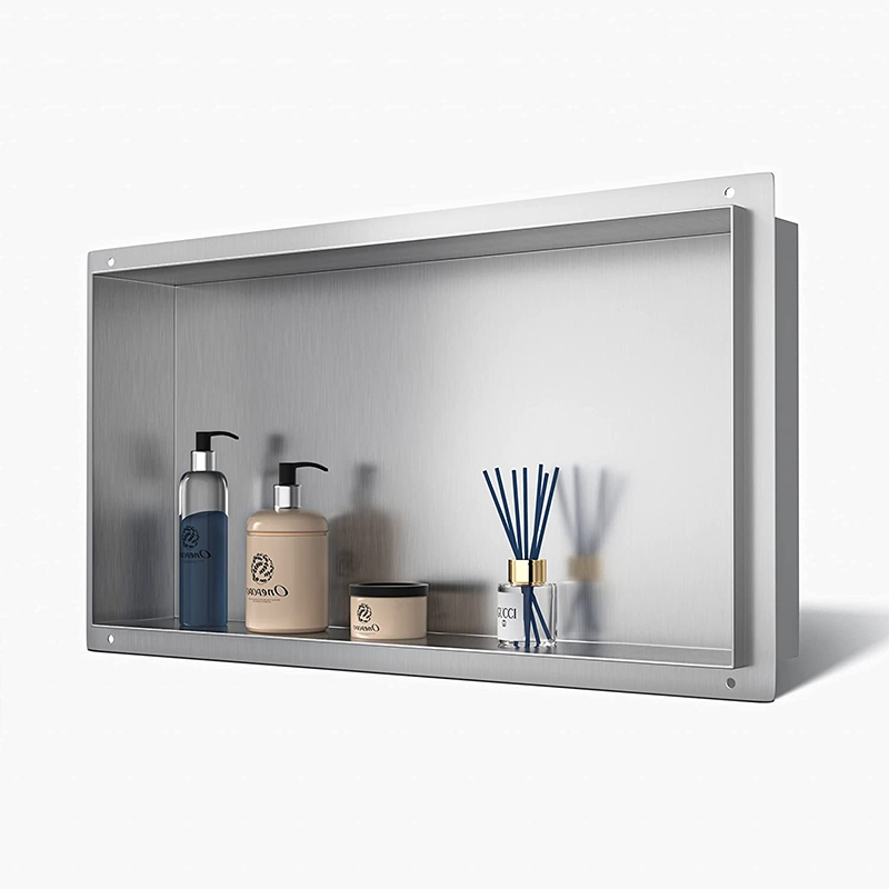 Stainless Steel Shower Niche Shelf - No Tile Needed, Flangeless Built-in Bathroom Organizer Rustproof Wall Recessed Storage for Modern Showers