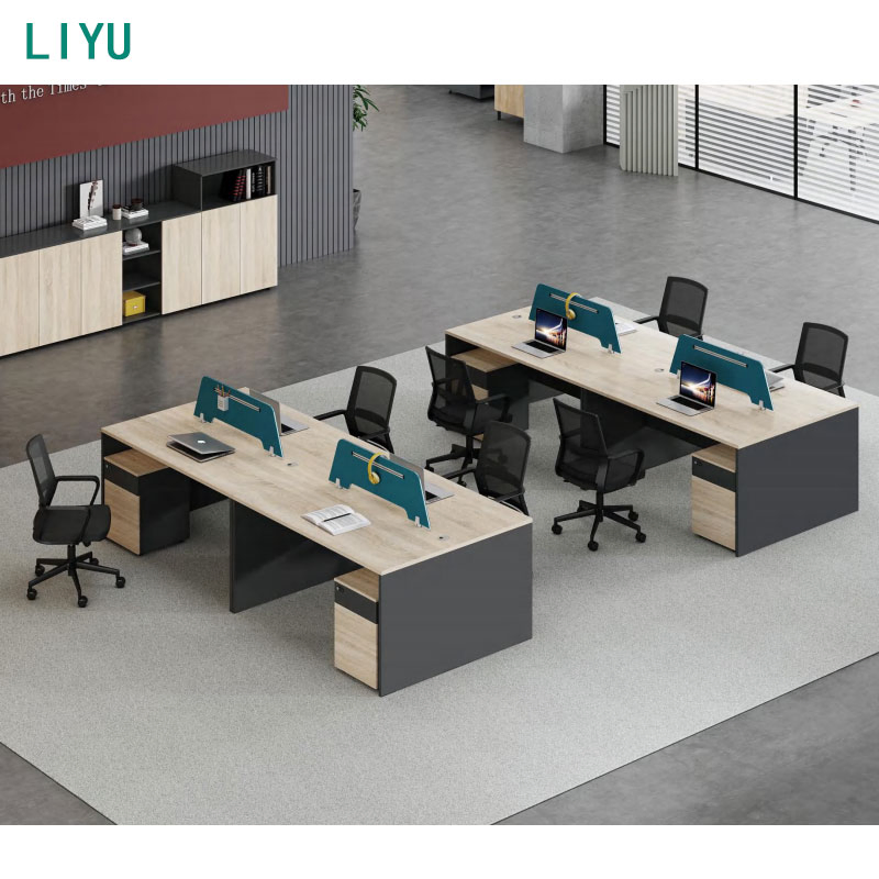 Liyu Custom Size Melamine Furniture Desk Manufacturing Workstation Linear L Shape Seat Double Office Cubicle